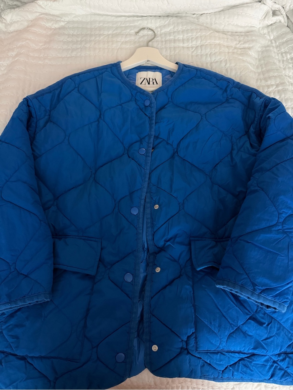 Zara Quilted Oversized Jacket - Cobalt Blue